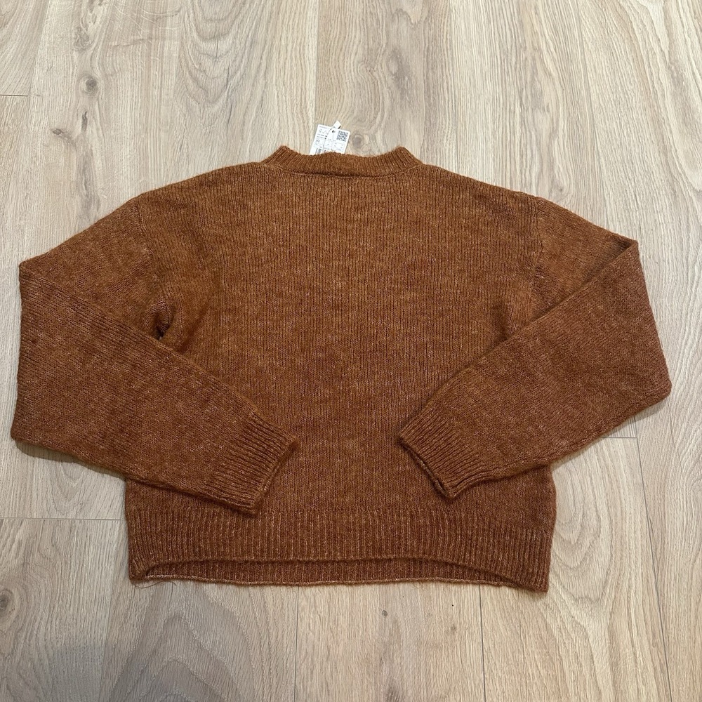 NWT MNG Mango Open Work-Detail Sweater Women's Sz M Rust Cottagecore Boho Fall - Picture 8 of 8